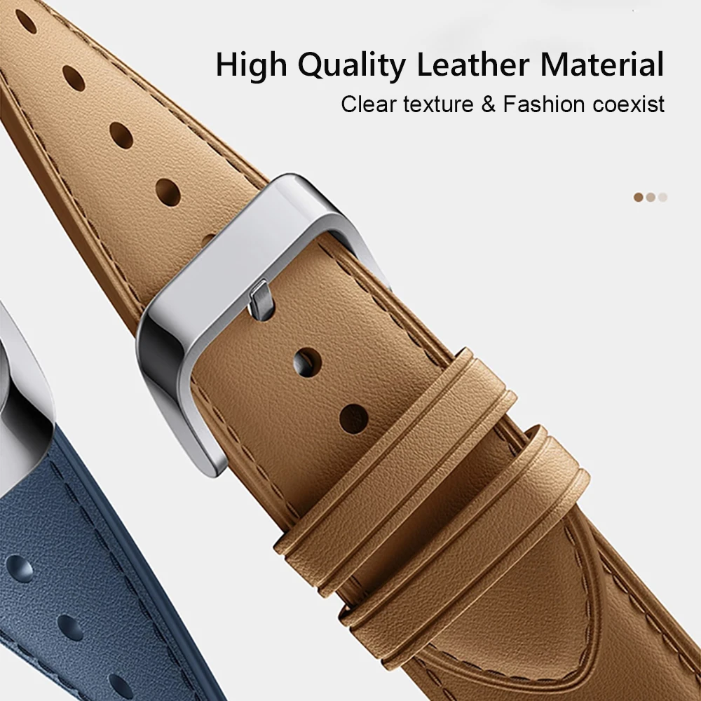 Original Leather Strap for Xiaomi Band 8 Pro Bracelet Wristband Correa Metal Connectors for Mi Band 8pro Replacement Accessories