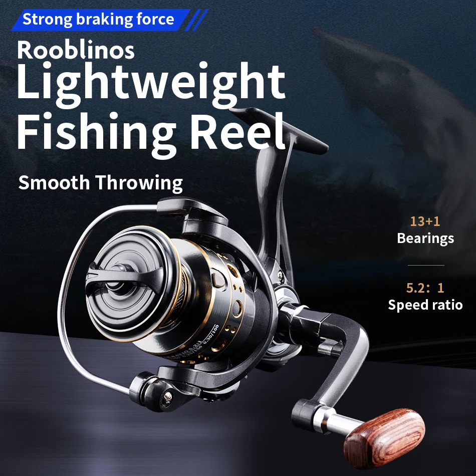 Rooblinos BK 스피닝 낚시 릴, 바닷물 담수 금속 스풀, 왼쪽 및 오른쪽 교체 가능, 송어 잉어 낚시 태클