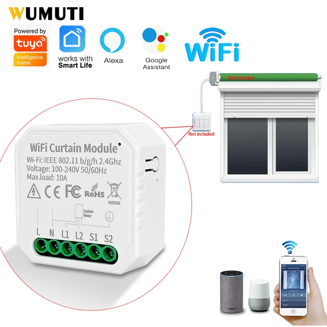 Comprar Tuya WiFi interruptor de cortina inteligente para persiana  enrollable Motor de persiana puertas enrollables funciona con Alexa Google  Home Smart Life