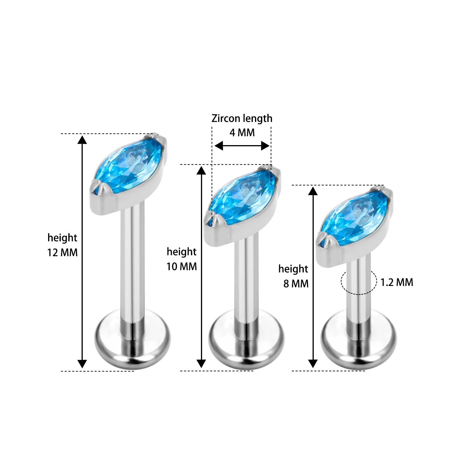 ASTM F136 티타늄 마퀴즈 크리스탈 라브렛 귀 스터드 CZ 파베 연골 트라거스 피어싱 귀걸이 립 링 스터드 헬릭스 피어싱 쥬얼리