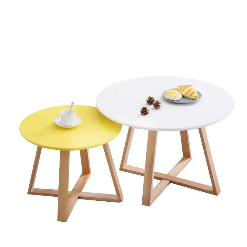 Modern Coffee Table Set-Originality Tables Combination, Solid Wood Round Tables for Living Room, Simple Center