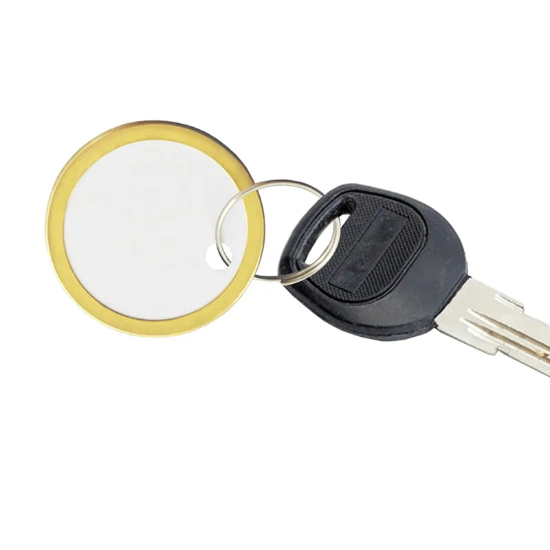 Ol-180 PCS 금속 림 태그 자동차 열쇠 및 문 열쇠용 금속 링이 있는 열쇠 태그, 화이트 & 골드