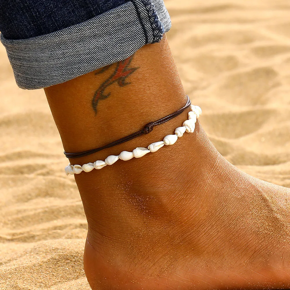 Silver Anklet Bracelet Ankle Chains Beads Anklet Fashion Accessories Shell For Women