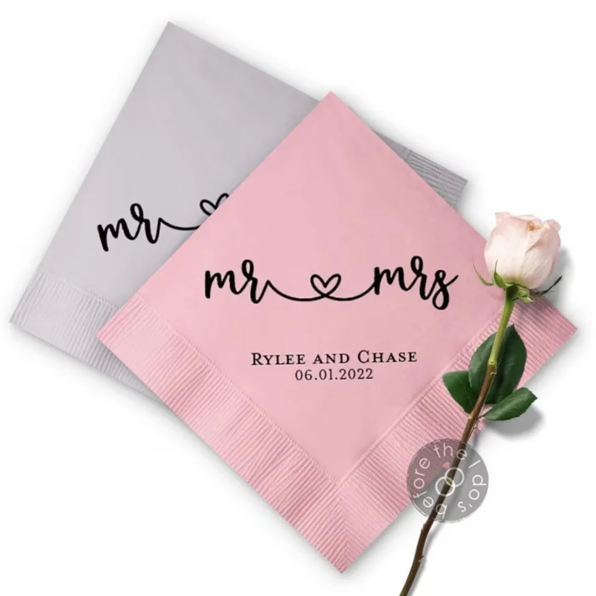 

50pcs mr and mrs Personalized Wedding Napkins - Cocktail Napkins - Paper Wedding Napkins - Wedding Bar Napkins - Customized Napk