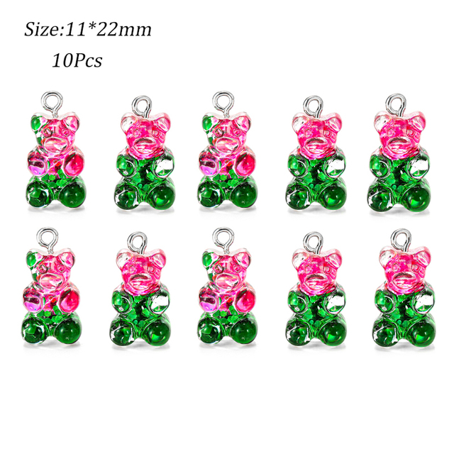 Colorful Gummy Bear Pendant Charms for Necklace Bracelet Diy Earrings Jewelry Bears Valentine's Day Gift 2.1*1.1cm