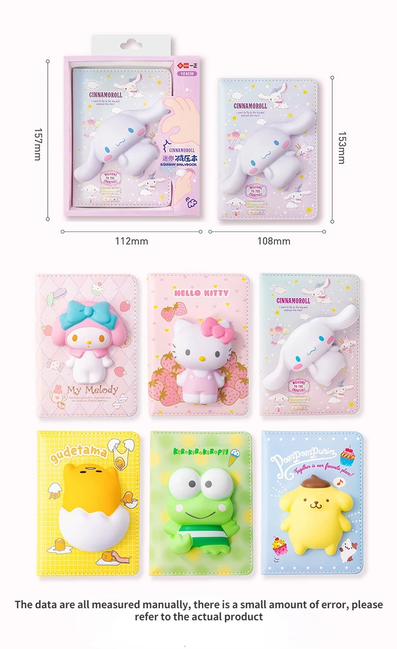 4pcs Sanrio Kuromi Mascot Charm Magnet Notebook Notepad Plastic