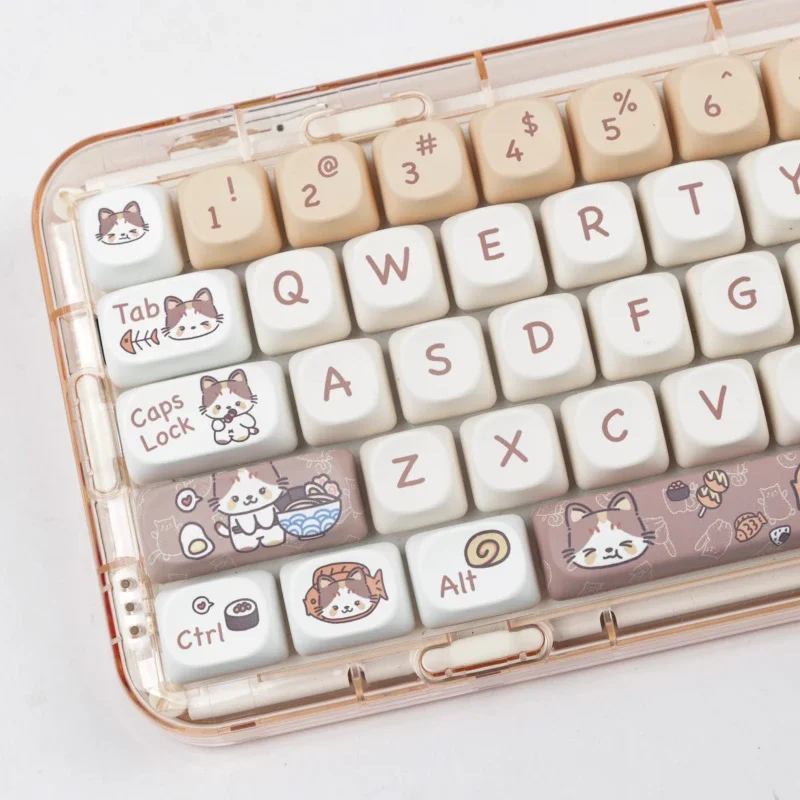 1 Set GMK 142 Keys Meow Eats Japanese Food MOA Profile Key Cap MAC Square Thermal Sublimation Mechanical Keyboard Keycaps