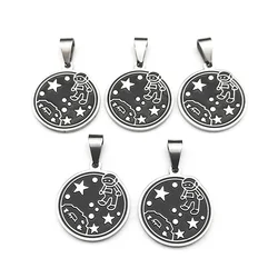 Spaceman Astronaut Star Charms - Stainless Steel Enamel Pendants for DIY Jewelry and Handmade Accessories (Set of 5) (A 5PCS  SR)