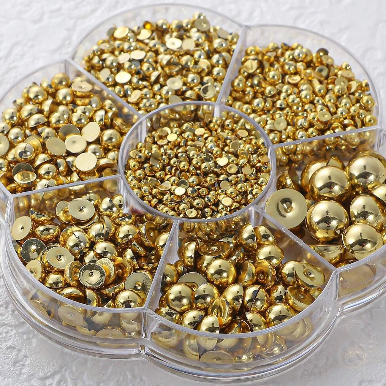 Golden Pearl Nail Art Decoration Half-Round Pearl Accessories for Nail DIY Various Sizes Charms Supplies 2000pcs/Box
