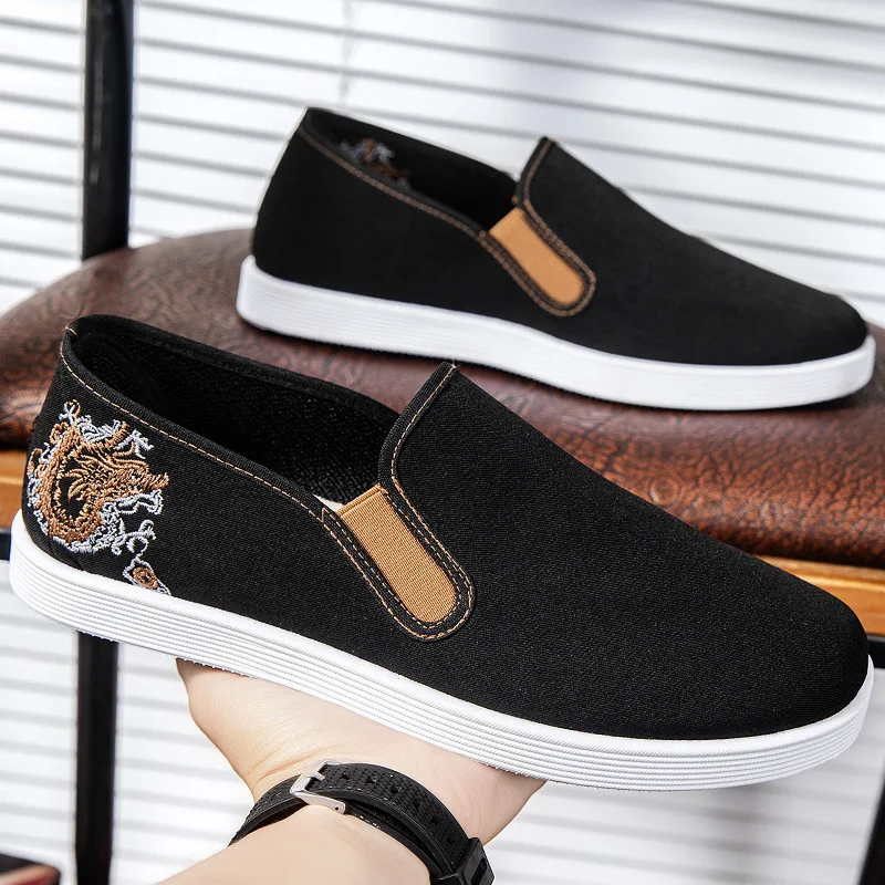 Summer Canvas Shoes Men's Fashion Lefu Shoes Versatile for Work and Driving Plus Size 44 Lightweight, Soft, and Durable