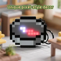 Creative 3D Kids Rechargeable Pixel Compass Keychain Cartoon Backpack Key chain Game Periphery Toys Birthday Gifts Office Parner 3