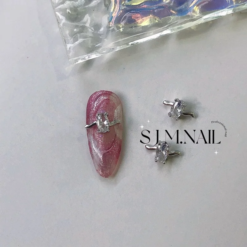 5Pcs 네일 아트 럭셔리 지르콘 디자인 매력 품질 다이아몬드 반지 모양의 멀티 디자인 네일 매력 쥬얼리 DIY 네일 액세서리