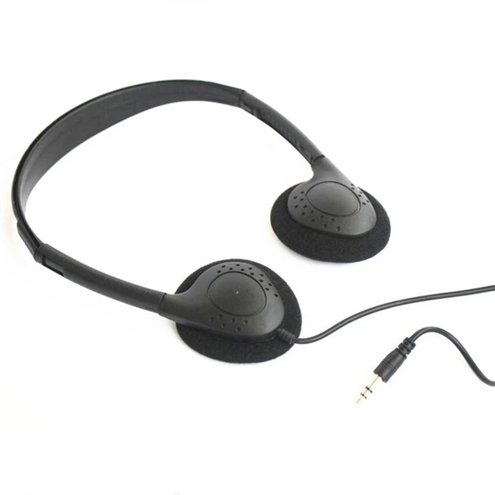 Low Cost On Ear Headphones 3.5MM plug , l.2M stereo cord for hospital, trains , buses headsets