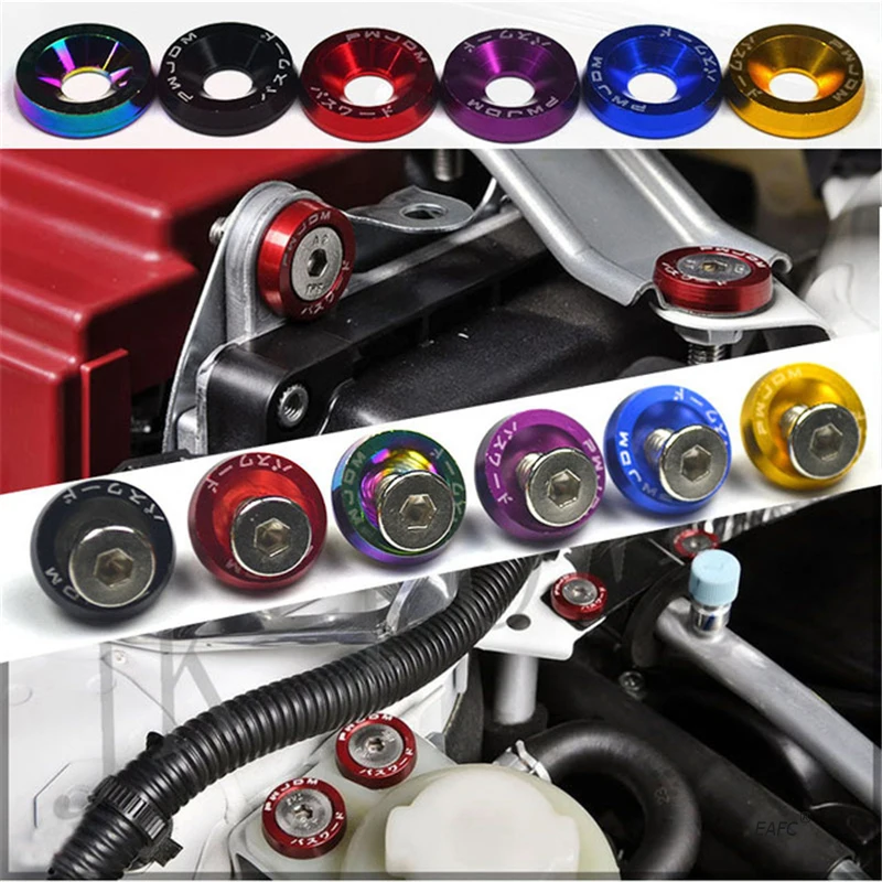 Auto fasteners Auto accessories Car screws Fender washers 10PCS JDM car modified hex fasteners fender washer bumper engine concave screws fender washer license plate bolts car styling M