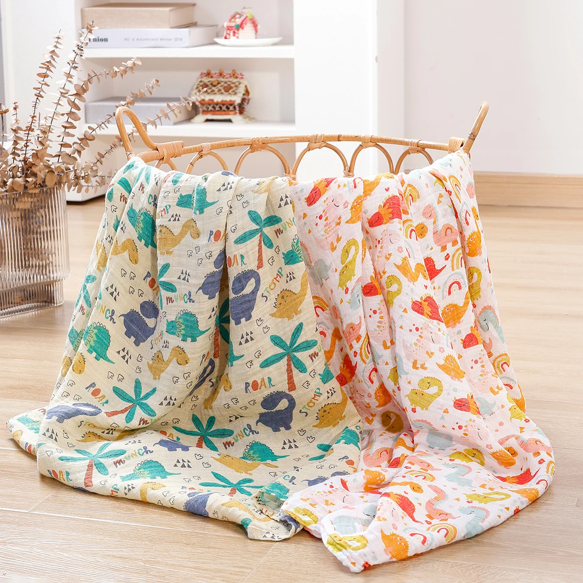 Kangobaby 2Pieces/Set 70% Bamboo+30% Soft Cotton Baby Swaddle Wraps Cotton Baby Muslin Blankets Newborn 100% Bamboo Muslin Quilt 5