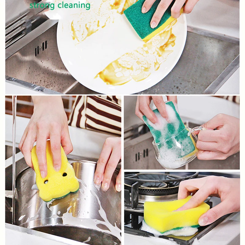 Heavy-duty Dish-washing Stick Sponge, Dish-washing Sponge With Handle,  Non-scratching And Reusable