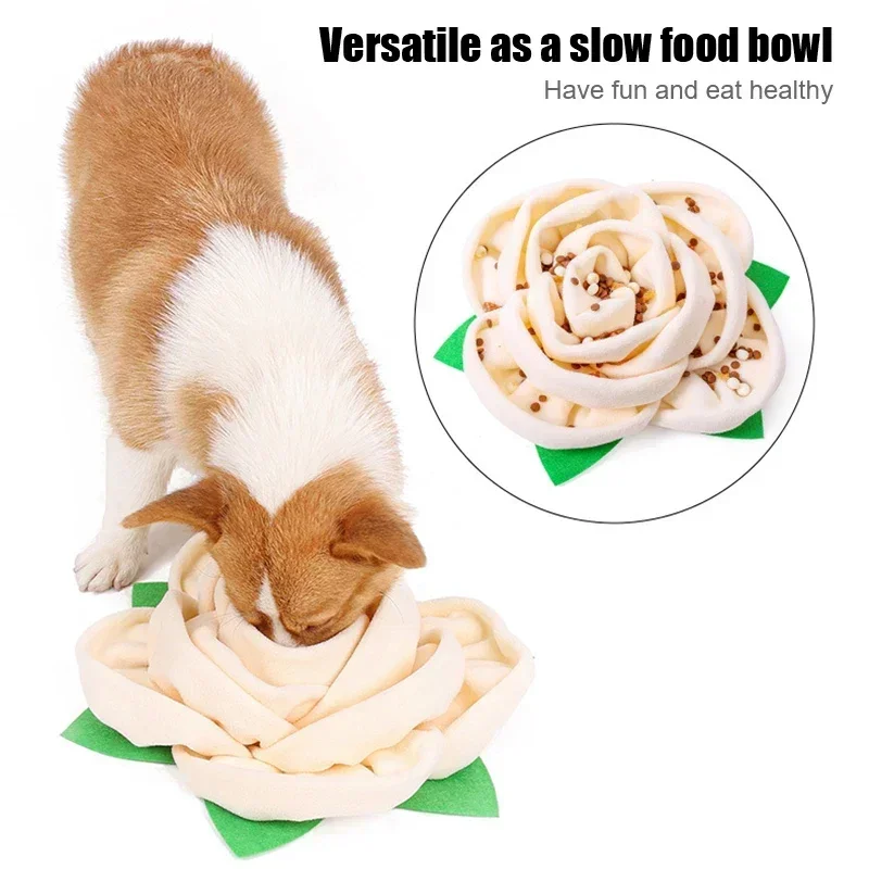 Rose Flower Pet Dog Snuffle Mat Nose Smell Training Pad Dog Puzzle Toy Slow Feeding Bowl Food Dispenser Washable Toys