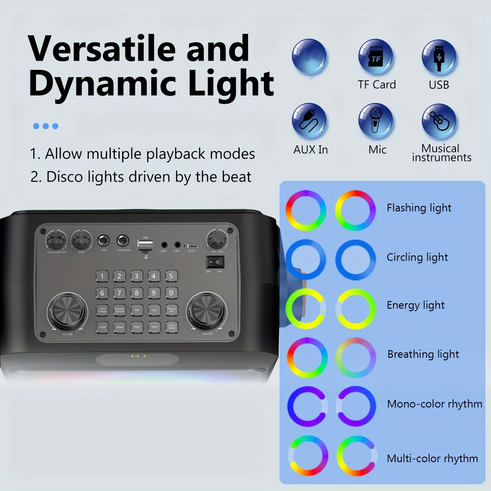 T19-T Karaoke machine with 2 wireless microphones black Karaoke speakers with bass/treble adjustment