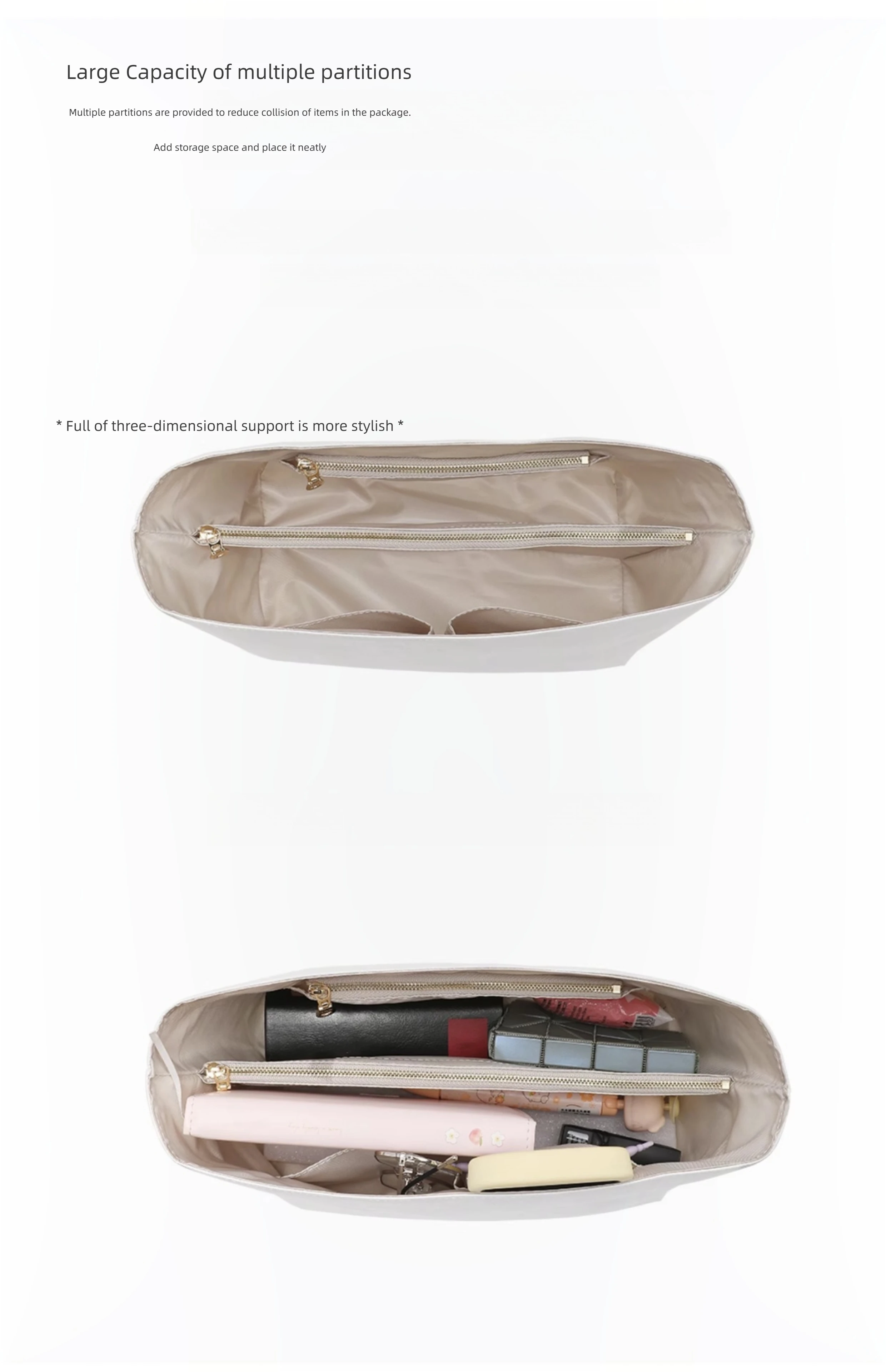 Geldbörsen-Organizer-Einsatz für Handtaschen, Filztaschen-Organizer für Tragetaschen und Geldbörsen, kompatibel mit Longchamp – Detail 3