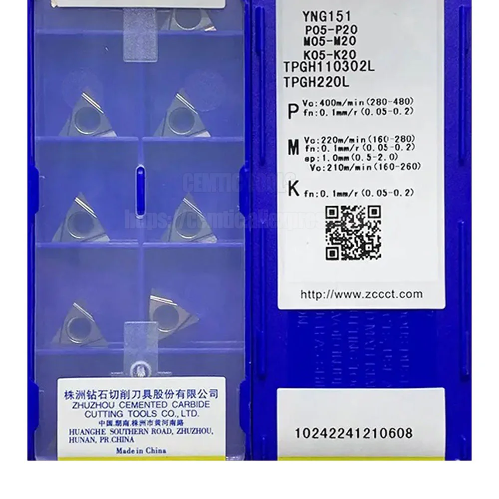 

ZCC TPGH110302L YBG102/TPGH110302L YNG151 Caribde Inserts 10PCS