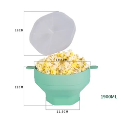 Foldable Silicone Popcorn Maker Bowl with Lid - Large Capacity Kitchen Baking Tool (Green)