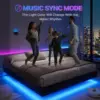 California King Floating Bed Frame with LED Lights Faux Leather Upholstered Cal King Size Platform Bed Frame No Headboard Black 5