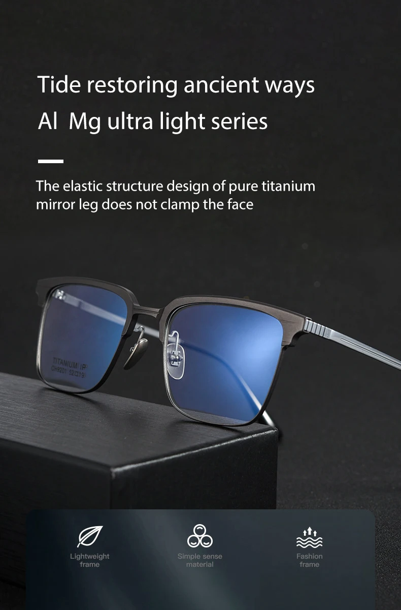 Handoer Women's Full Rim Square Titanium Eyeglasses Detail 4