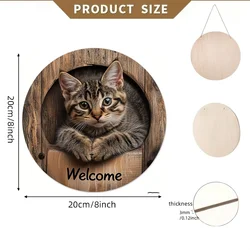 Charming Handcrafted Cat Welcome Sign - Rustic Wood Art for Home and Garden Decor (MULTI)