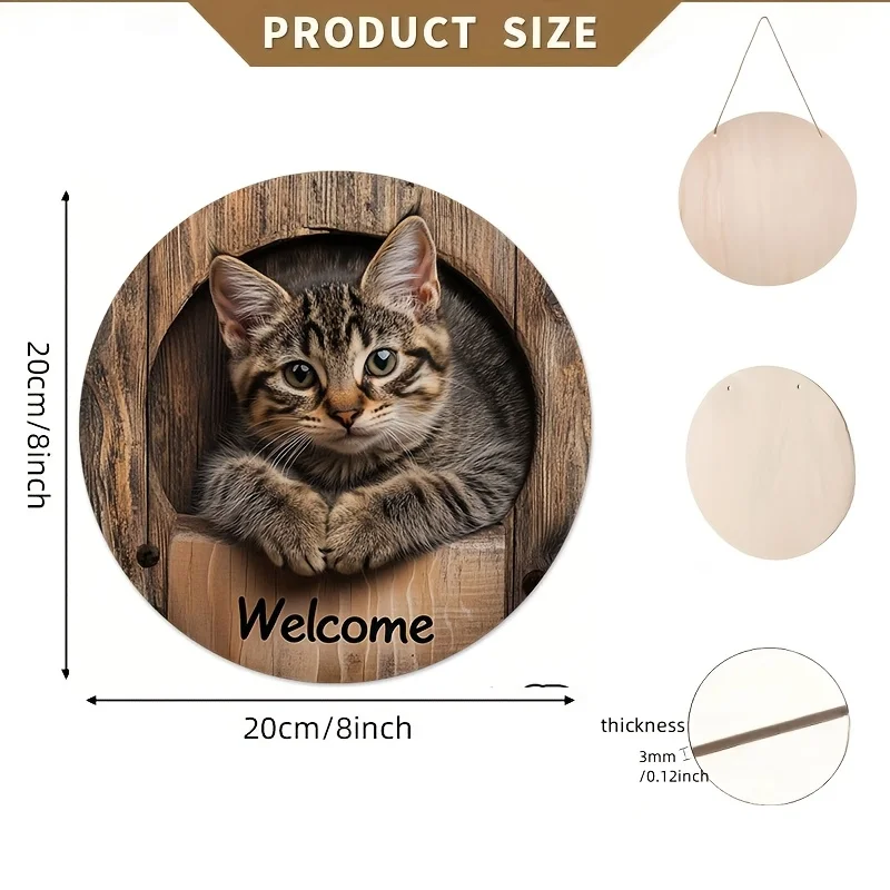 2D Graphic 2D Printed Wall Art - Cat Welcome Signs for Street, Courtyard, Shopping Center, Garage, Cafe, Family, Bar, Club, Restaurant, Laundry, Men's Cave, Gym, Bedroom, Farmhouse, Home Decoration, Garden Decoration, Holiday Decoration, Desk