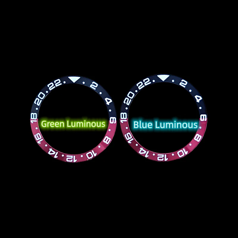 Modified New Watch Accessories Outer Diameter 38MM Blue Green Luminous GMT Oblique Black Red Aluminum Bezel Insert