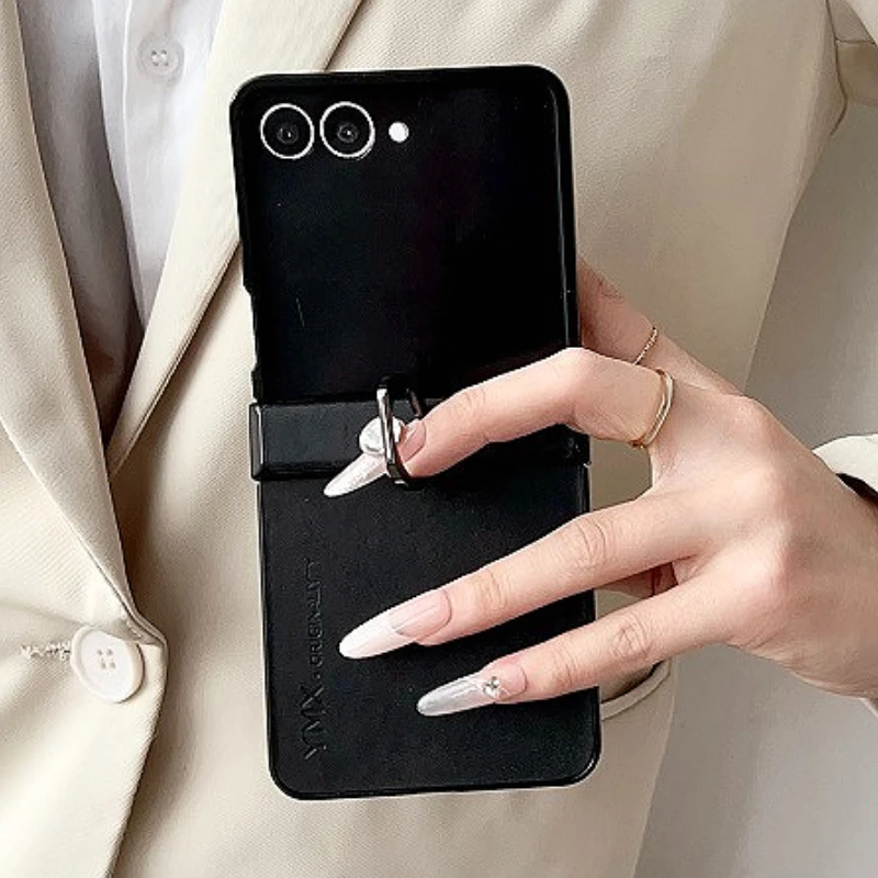 Luxury Leather Ring Holder 3-Piece Set: Elegant Shockproof Case with Hinge Protection