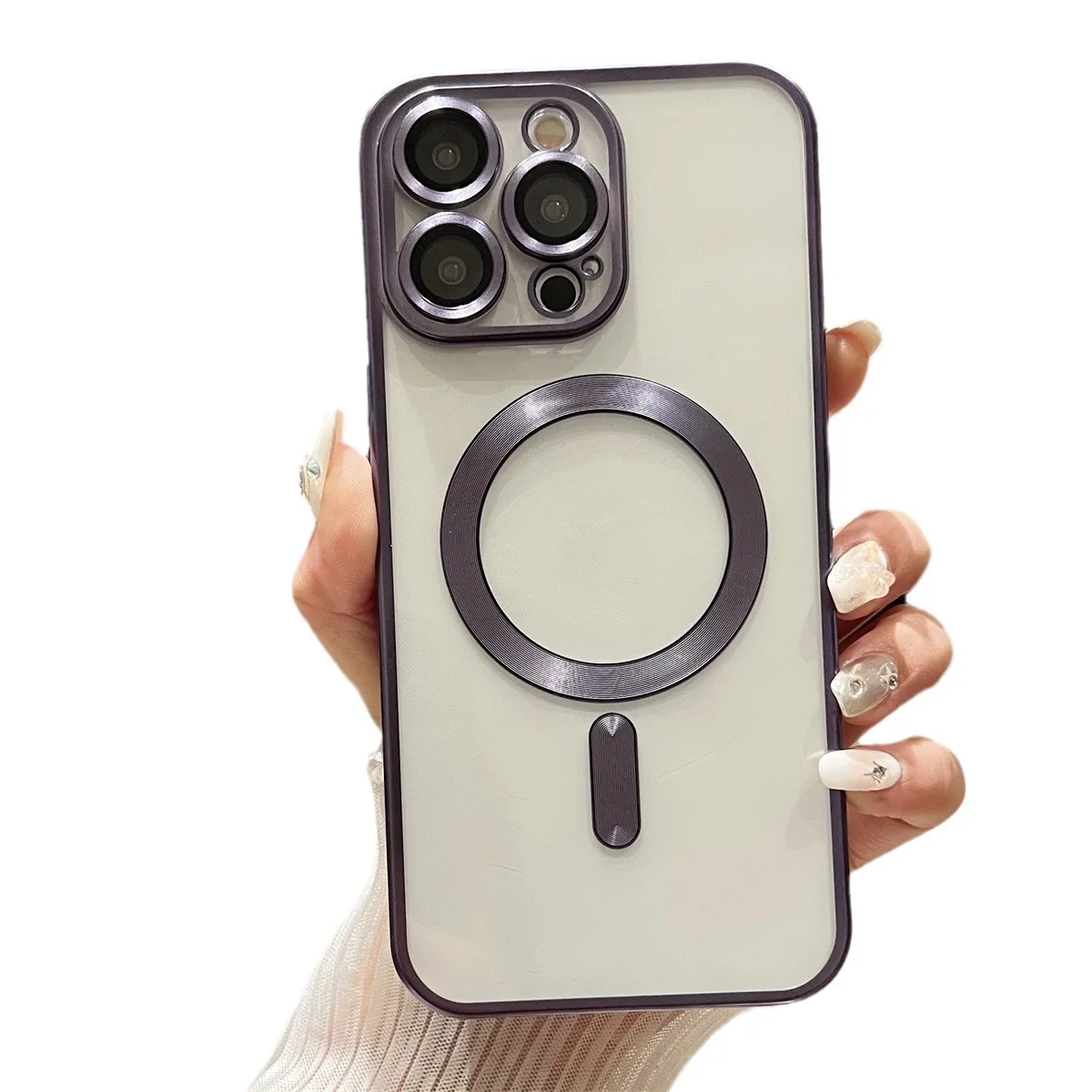 Étui mat de Protection d'objectif d'appareil photo, gris titane, pour Magsafe Mag Safe iPhone 15 Pro Max 14 Plus 13 12_voghion.com