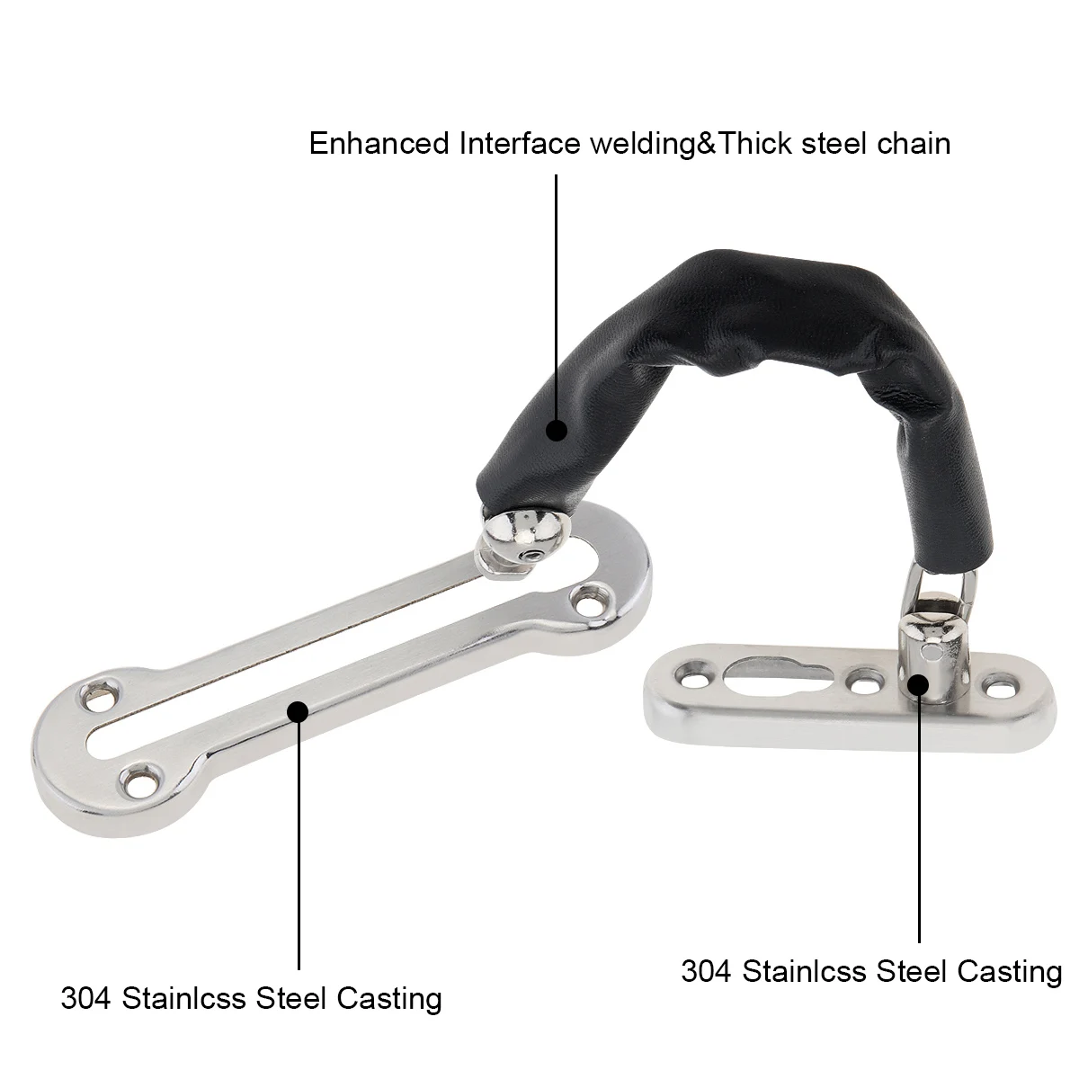 Door Chain Lock  Stainless Steel Casting Guard Latch Lock Thicken Security Chain with PU Leather Cover for Inside Door