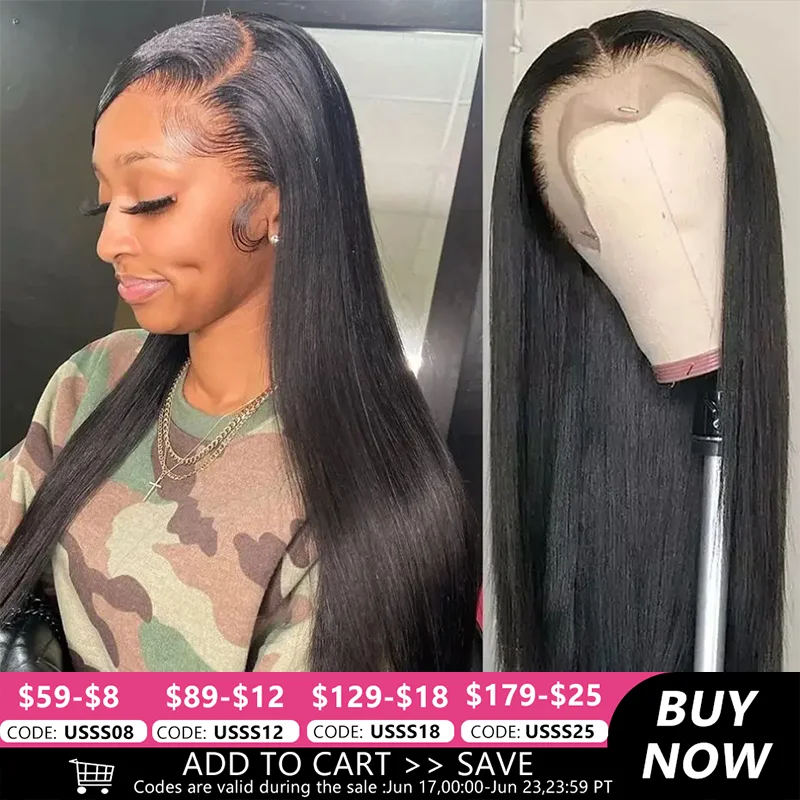 Straight 13x4 13x6 Lace Frontal Wig Human Hair 30 32 Inch Lace Front Wigs For Women Indian Pre Plucked 4x4 Lace Closure Wig