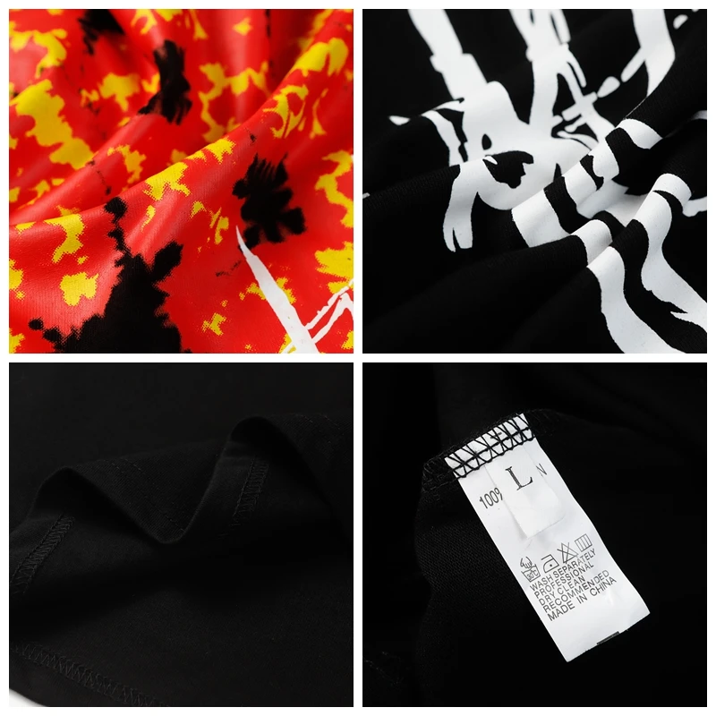 Kanye DT Flame Kapok Co Branded Round Neck 1:1 Short Sleeved T-shirt for Men and Women Printed Tshirts Tees Spring Summer