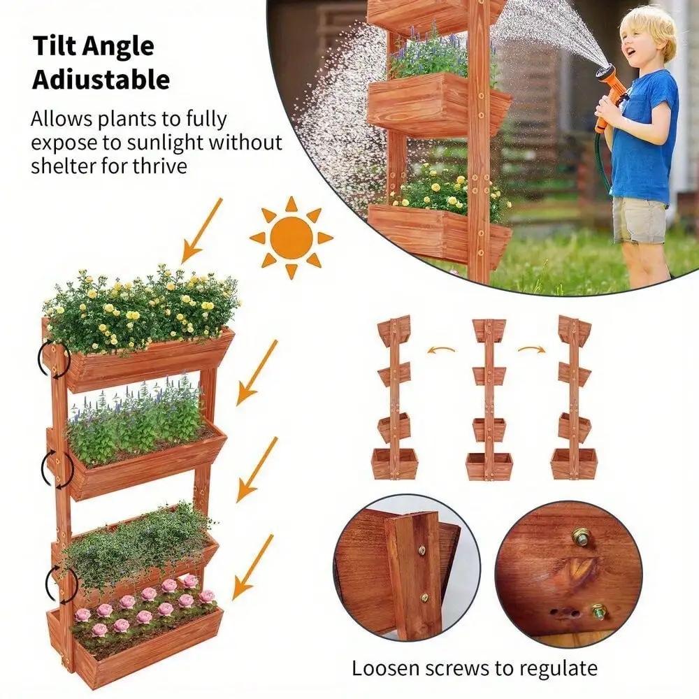 Tiered Solid Standing Raised Garden Bed Extre Large Planter Box In/Outdoor 6