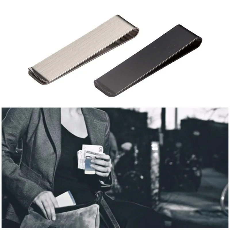 Hot Sale! Money Clip Cash Clamp Holder Portable Stainless steel metal wallet Creative banknote folder Business banknote folder