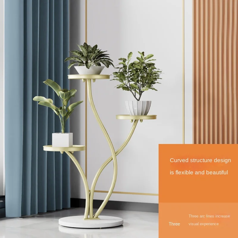 Nordic Fashion Luxury Flower Rack Home Hotel Living Room Furniture Flower Shelf Gold Iron Floor Stand Plant Stand