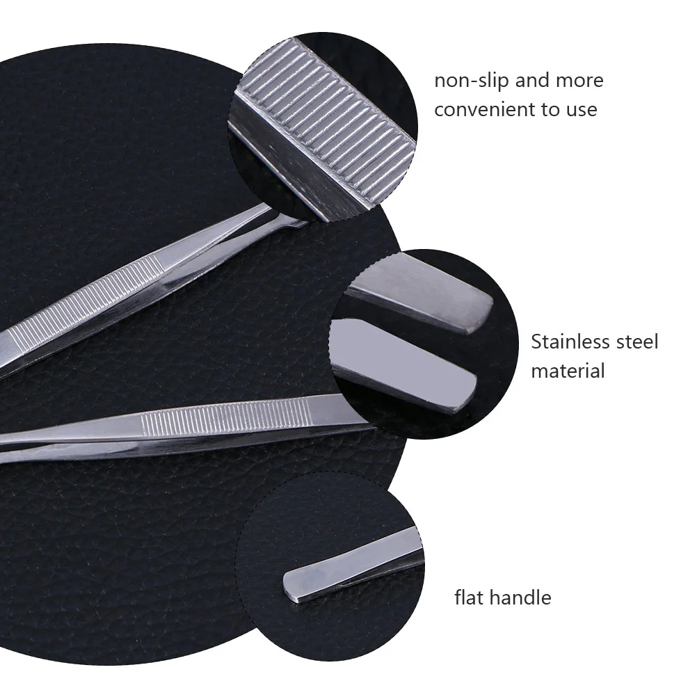 Tweezers Stamp Nipper Stainless Steel for Stamps False Eyelash Mirror Light 3