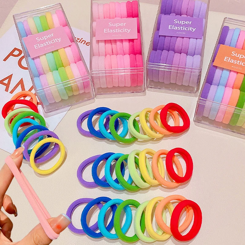 

32pcs Hair Ties Color Rubber Bands Elasticity Hair Bands Girls Ponytail Headwear Gum Kids Lovely Hair Accessories Headband Gift