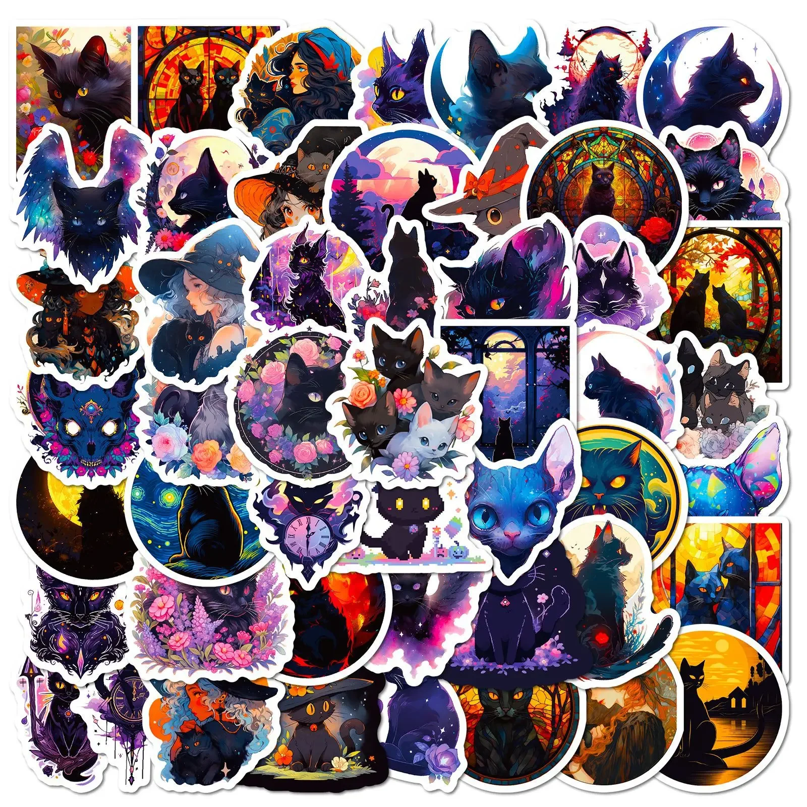

10/50pcs Gothic Dark Cat Stickers Aesthetic Decoration Decals Graffiti Phone Luggage Skateboard Waterproof Cool Sticker Toys