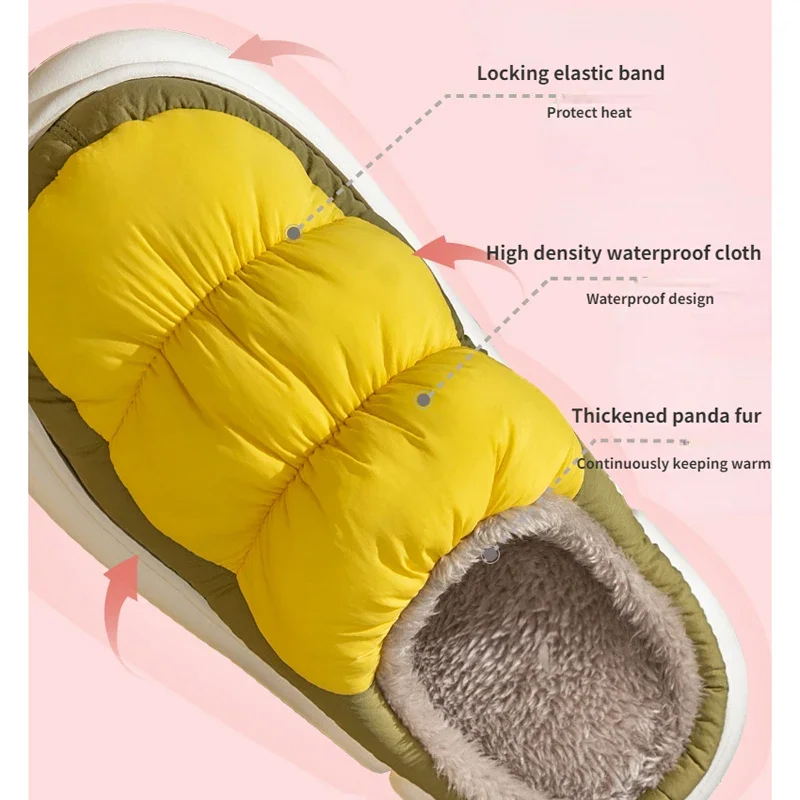 Home Fuzzy Slipper Women Winter Warm Fur Plush Non Slip Indoor Lazy Female Thermal Furry House Shoe Flat flip flop Male Men — view 5
