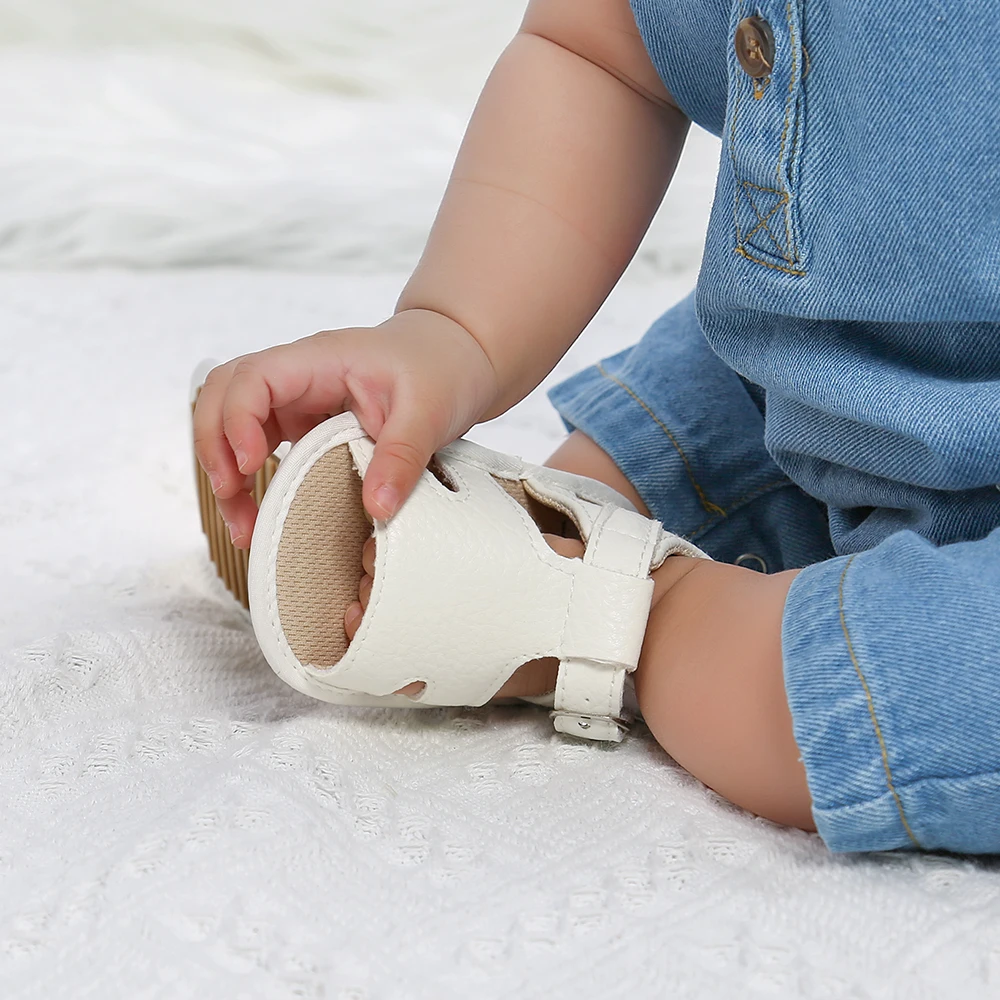 Soft Open Toe Sandals For Baby Boys, Newborn Infant 0-1 Years Old Comfortable Breathable Non Slip Sandals With Hook And Loop Fas 4