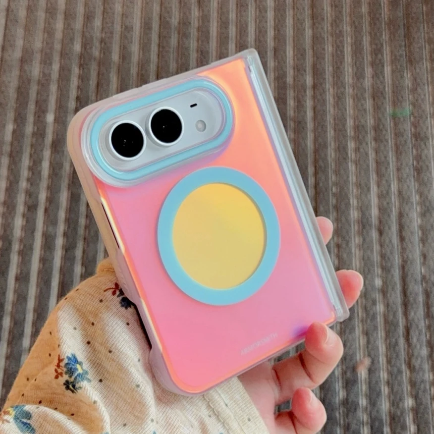 Luxury Aurora Color Contrast Magnetic Case - Laser Colorful Acrylic IMD Cover