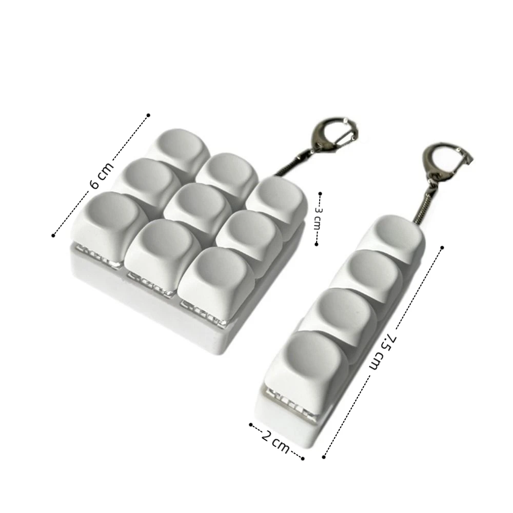 Creative Relaxing DIY Keyboard Fidget Keychain Keys Button Finger Keyboard Cap Relief Stress Clicker Toy 4/9Keys Pinch Toy