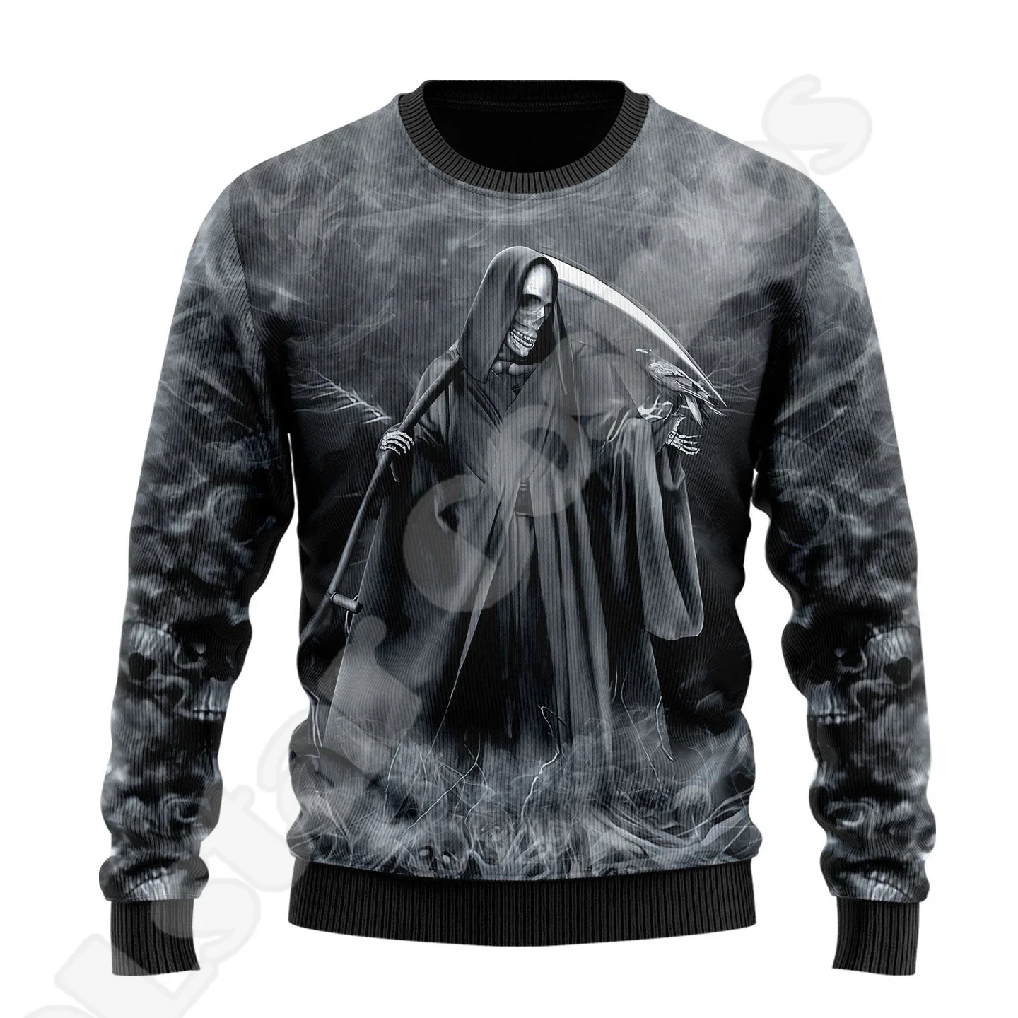 

Halloween Xmas Skull Grim Reaper Ghost Satan Zombie Tattoo 3DPrint Funny Christmas Ugly Sweater Harajuku Casual Long Sleeves X5