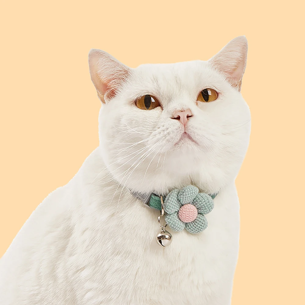 Haustier Katze Plüsch Halsband mit Glocke Sonne Blume Cartoon Kaninchen Fliege Weiches Polyester Hundehalsband Bunte verstellbare Katze Welpen Halskette – Detail 20