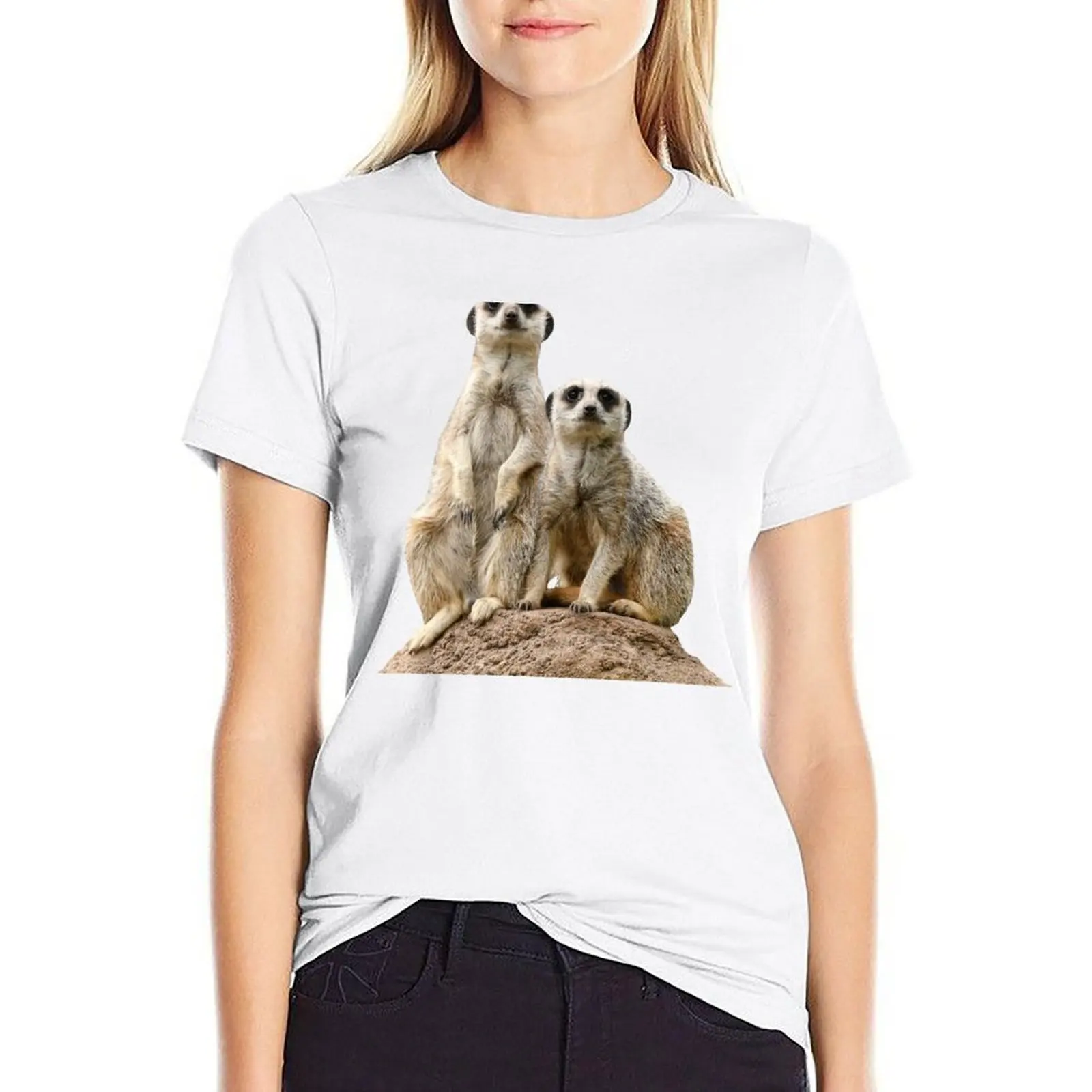 

Meerkats T-shirt Short sleeve tee summer clothes black t shirts for Women