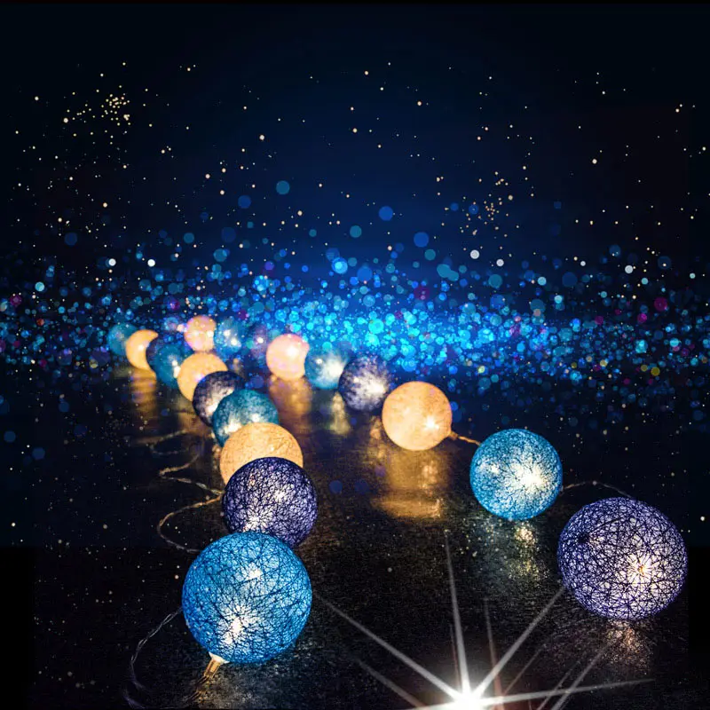 6CM Cotton Balls Garland LED String Lights Outdoor Christmas Tree Night Lamp Patio Home Party Holiday Bedroom Wedding Decoration red fairy lights String Lights