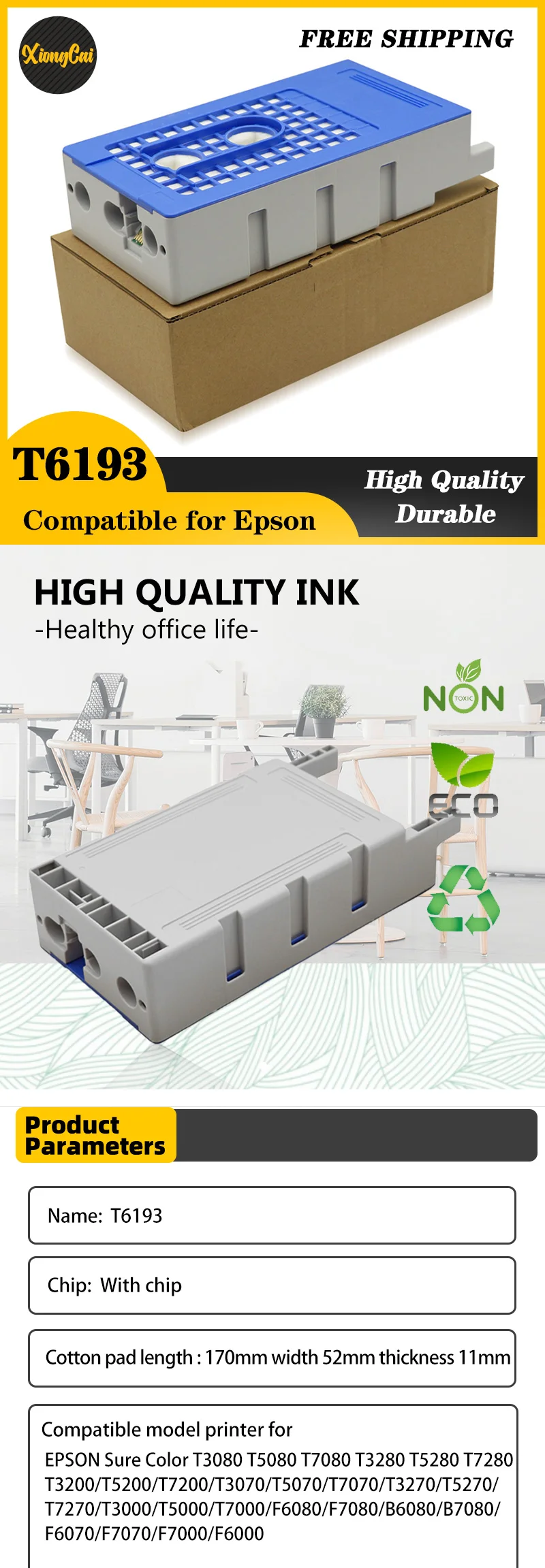 Tanque de tinta para manutenção epson, t6195,